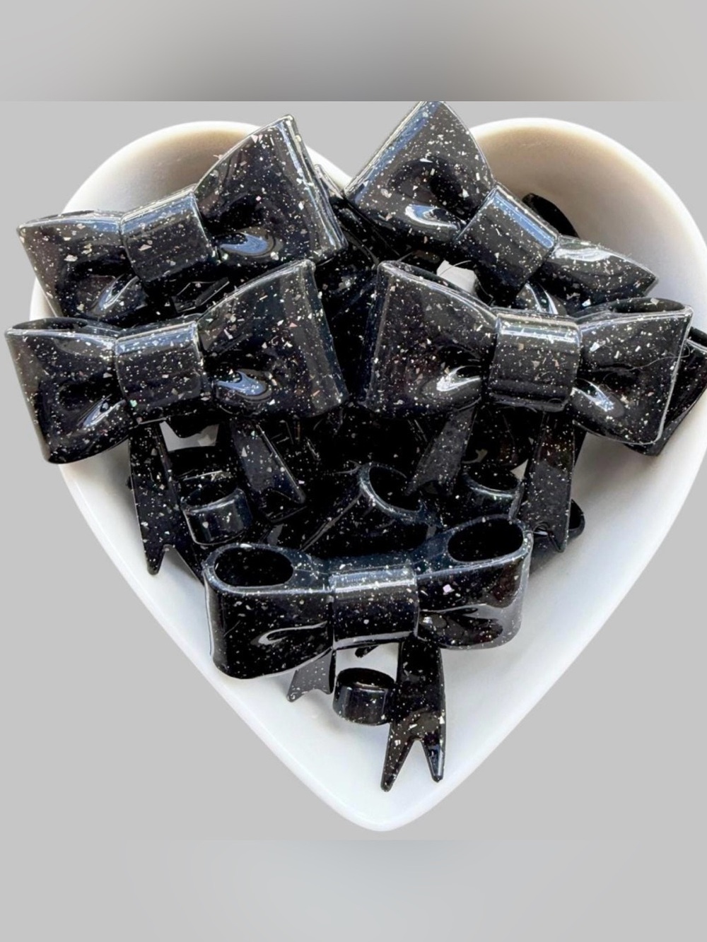 Black Glitter bow straw topper only 1
